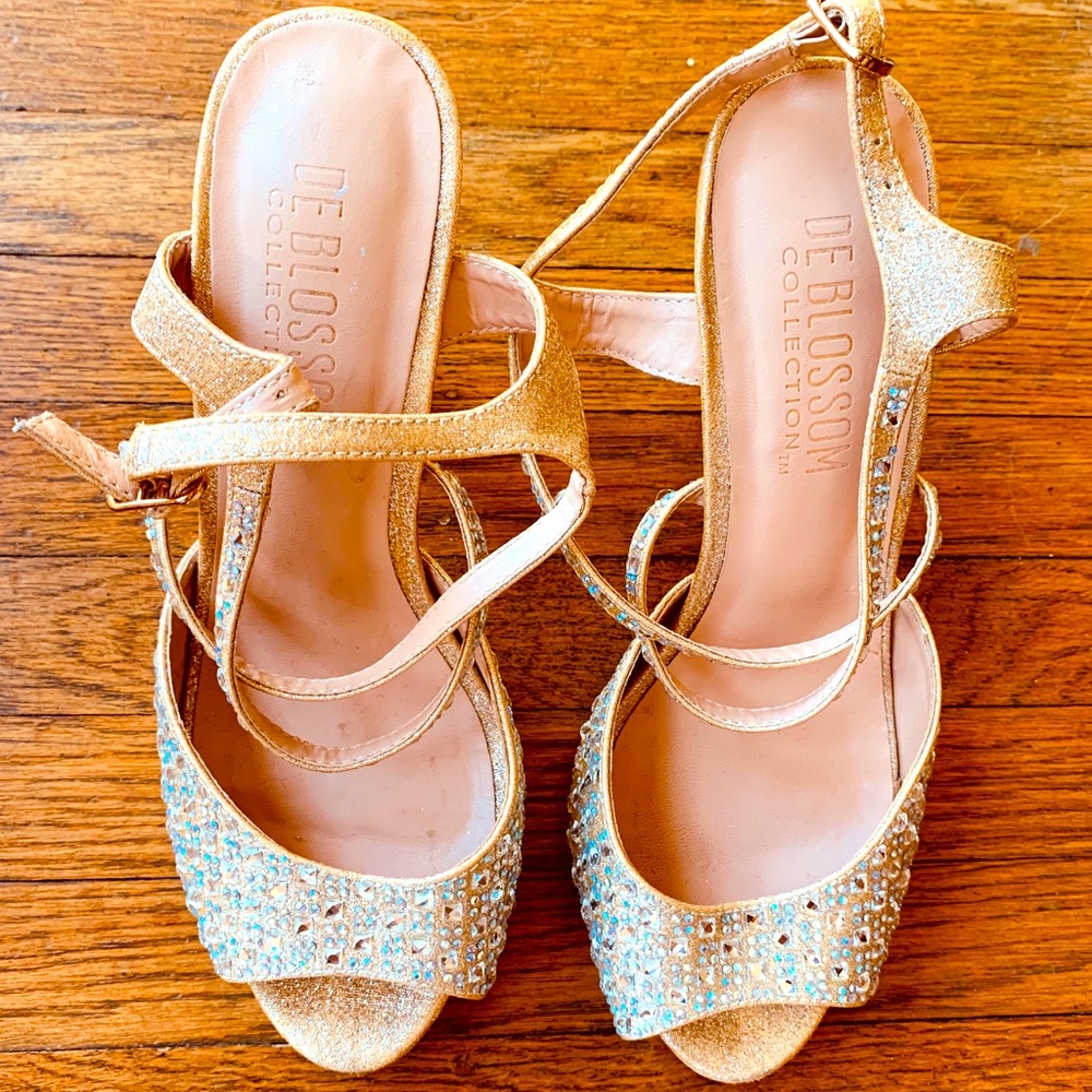 Iridescent Sparkly Nude Champagne Heels